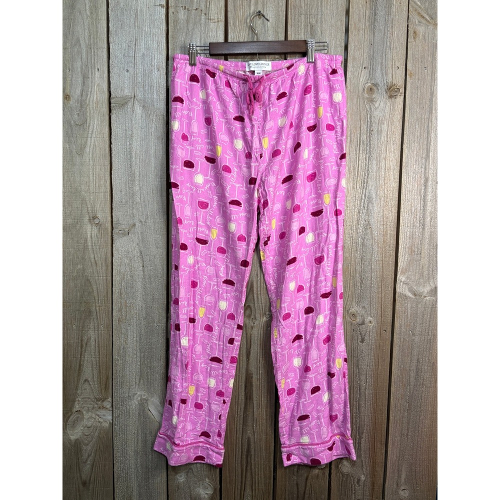 Karen Neuburger Live Love Lounge Pink Rose All Day‎ Wine Pajama Pants Womens M